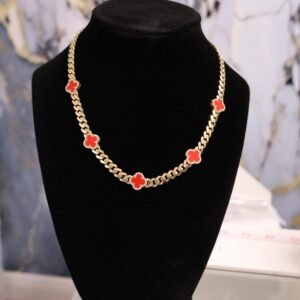 Cadena oro 10k tipo Mónaco con flores.