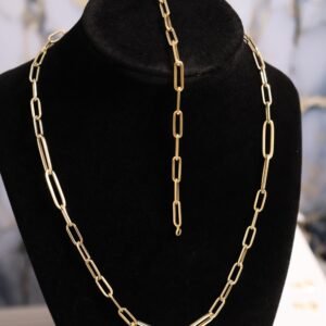 Set de cadena y manilla paper clip oro 10k