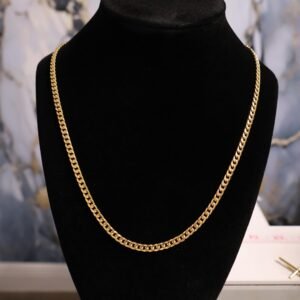 Cadena eslabón cubano semi sólida oro 10k